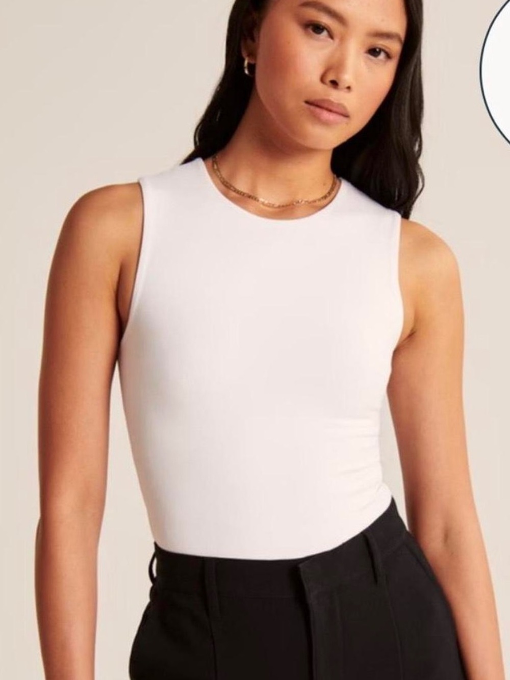 Abercrombie & Fitch White Sleeveless Crewneck Bodysuit
